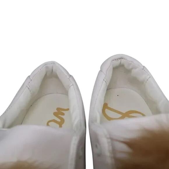 Sam Edelman Shoes Womens 8.5 Sneakers Leya Fashion Pom Pom Slip On Leather White - Picture 9 of 14